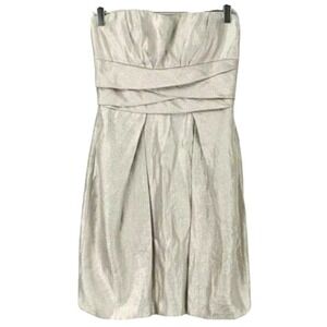 Max and Cleo Strapless Cocktail Dress 6 Beige Metallic Party Event Shimmery Y2K